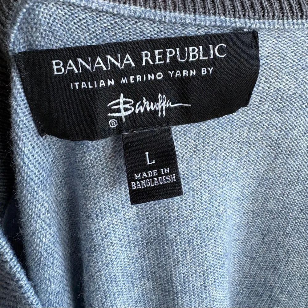 Banana Republic Men’s Baruffa Italian Merino Wool Crew Neck Blue Sweater L